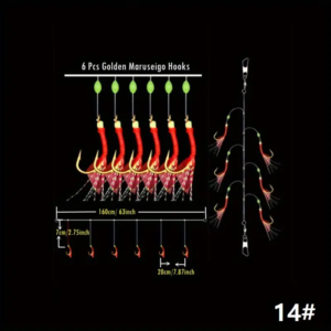 One Pair Of 6 Artificial Red Shrimp Skin Hooks, Bionic Fishing Hook Rig Group, Anti-tangle Luminous Bait Hook, Fishing Accessories - Image 1