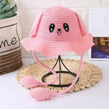 CUTE CARTOON RABBIT FEMALE STRAW HAT