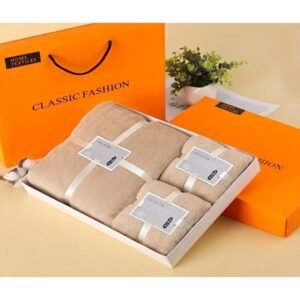 Classic Fashion 3Pcs Bath Towel Set- Kakhi